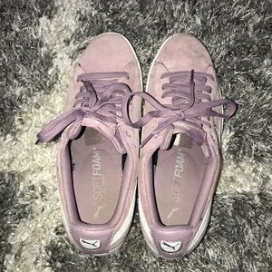Pinkish purple puma shoes